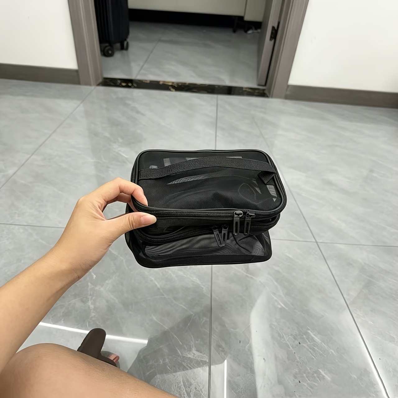 TEMU Double Layered Large Capacity Transparent Toiletries Storage Bag, Portable Cosmetics Storage Bag With Compartments, Travel And Business