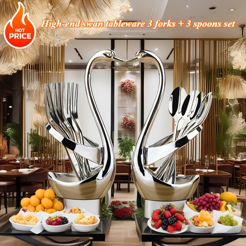 

1pc Premium Swan-shaped Stainless Steel Cutlery Set - Elegant Design, Material, Includes , For Dining & Entertaining, Ideal For Home Use