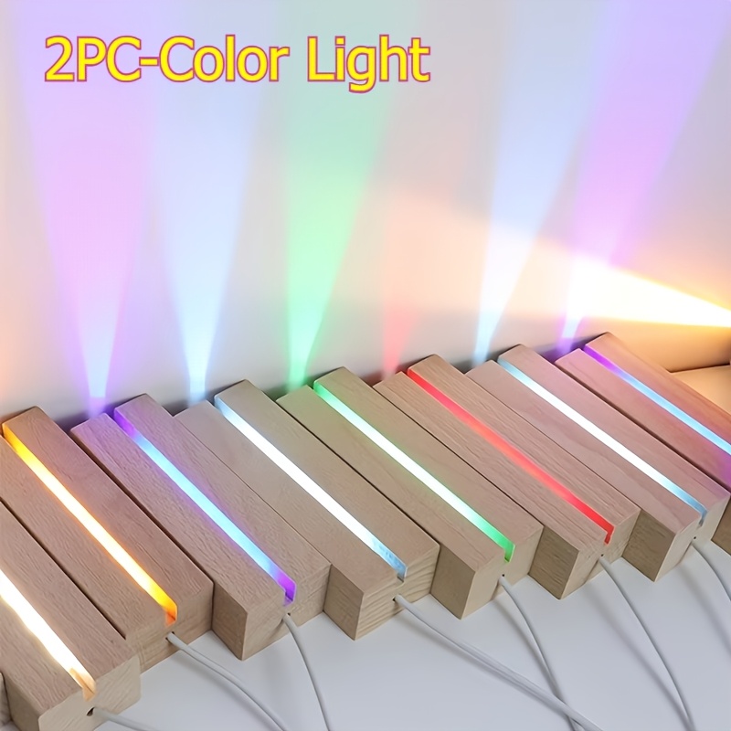 E-shop 2 Stück Leuchtendes Basisset, Dekorative Lampe, Holzlampenständer, Nachtlicht, USB-Lampe, Kunstlampe, Kleine Innendekoration Nachtlicht | DIY