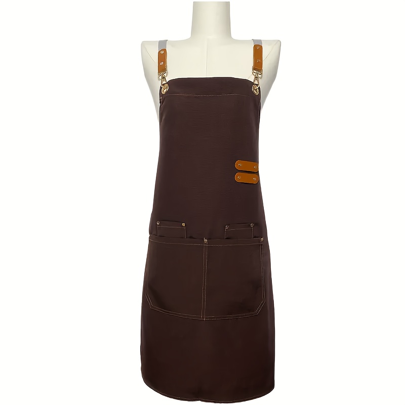 Grembiule Da Chef In Cotone Idrorepellente – Uomo E Donna, Regolabile M-XXL, 3 Tasche, Spallacci Incrociati, Nero