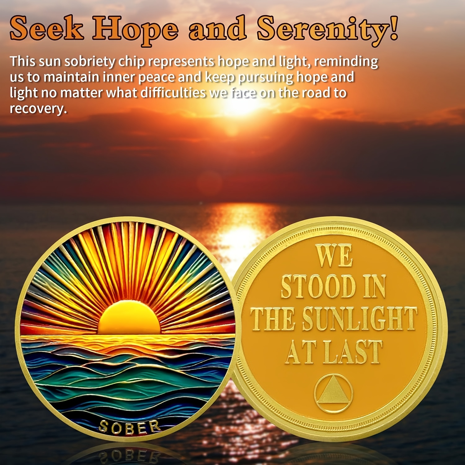 Beacon Lighthouse Sobriety Challenge Coin - AA Medallion & Recovery Inspiration Token In Silver