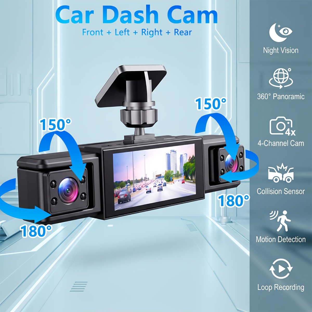 360° 4-Channel 1080P HD Safety Dash Cam Set