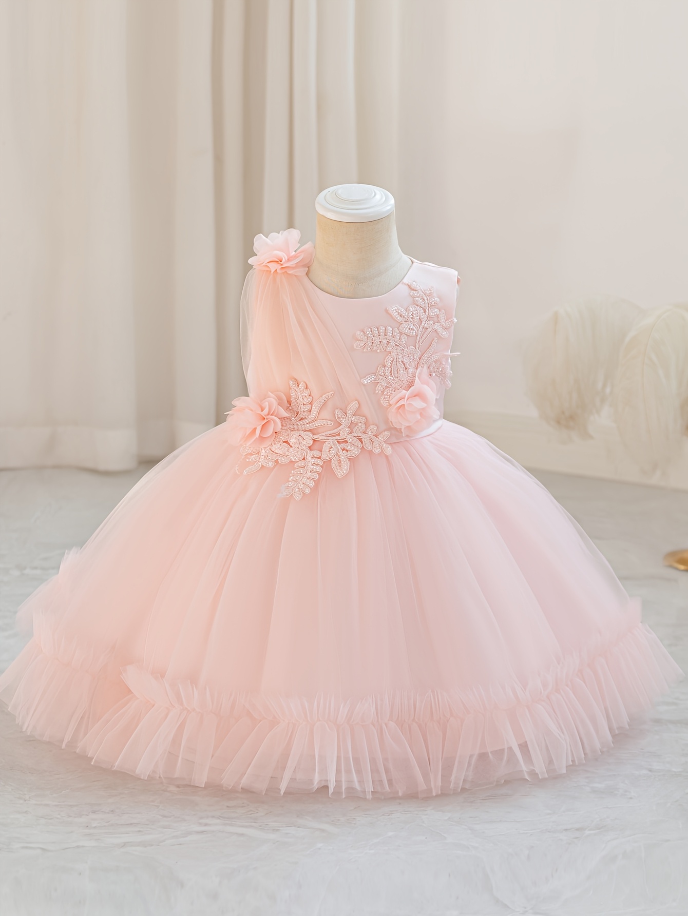 birthday dresses indian 1st birthday dress. Baby girl dress. Birthday dress. 3d flowers dress. –  Kids Dressy main image 1