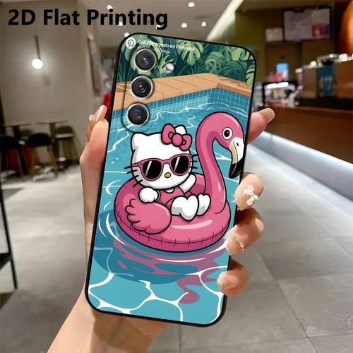 item picture cartoon flamingo float pool pattern phone case for samsung galaxy s20 s21 s22 s23 s24 s25 series fit protective cover with vibrant 2d printing durable material precise cutouts lightweight design