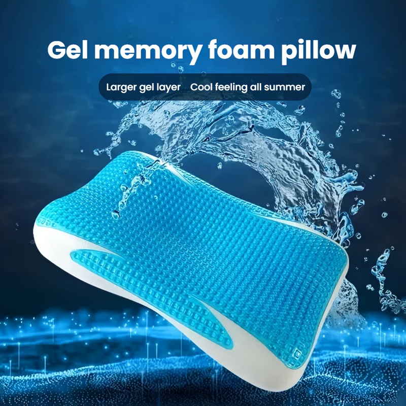 cooling gel pillow medium firmness 3d contoured neck support breathable cooling technology removable washable cover ideal for side back stomach sleepers  table   relief 68x40cm gel layer design for year round  