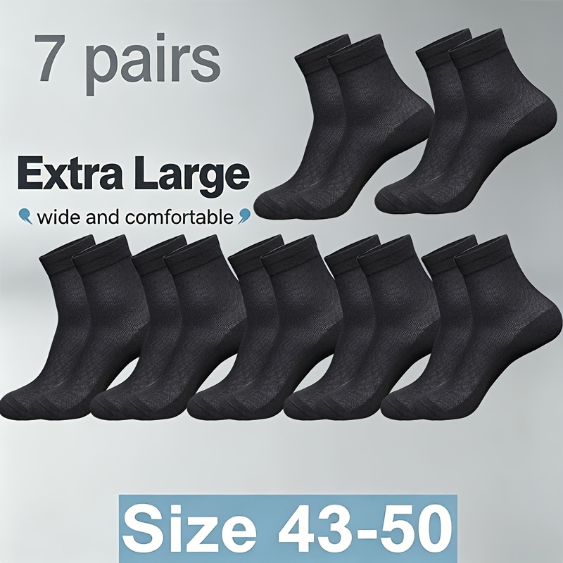 TEMU 7 Pairs 43-50 Size Plus Size Honeycomb Mesh Men's Mid-calf Socks, Widened Loose Fit, Breathable And Soft, Sweat-absorbent And Durable, Loose And