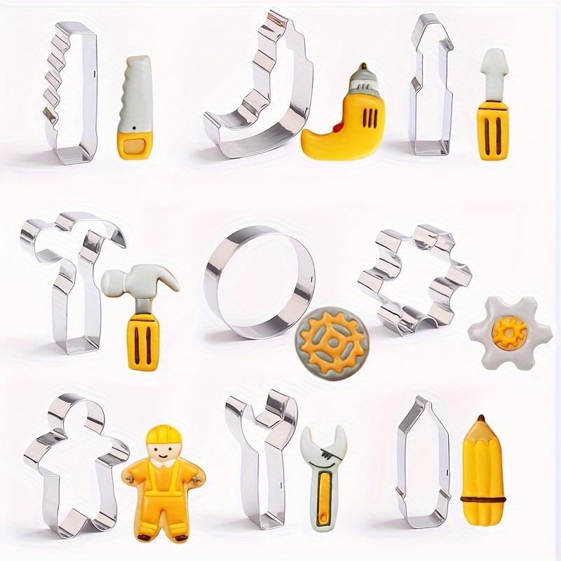 

9pcs, Construction Tools Cookie Cutters, Pastry Cutter, Biscuit Molds, Baking Tools, Kitchen Accessories