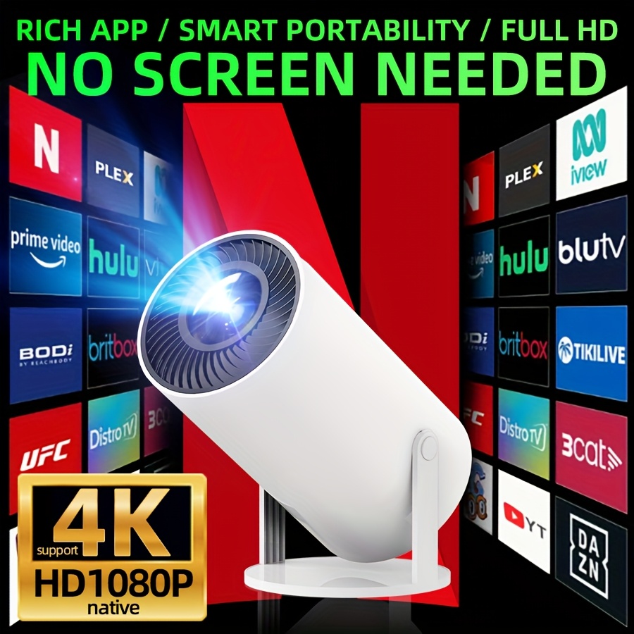 Android System New Smart Ultra HD Projector, Native 1080P, Bedroom TV Screen-free Home Theater, Supports 4K, Gift for Valentine's Day, Christmas, Father's Day, Mother's Day, And Children's Day