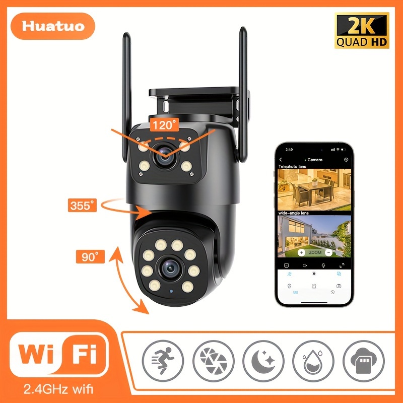 

Multifunctional Security Camera Wireless Outdoor Wifi Security Monitoring 2k High- Dual Lens Automatic Pan Tilt Night Vision Detection Bidirectional Call Security Camera