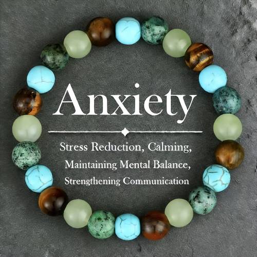 1pc anxiety bracelet tiger eye stone african turquoise bracelet jewelry for men and gift