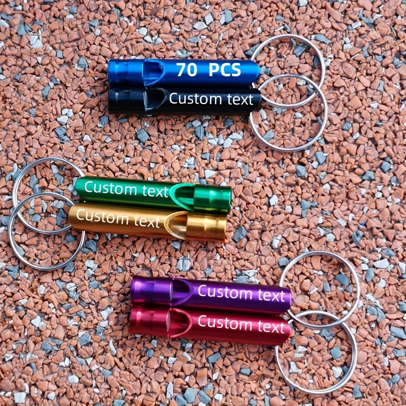 70 Custom Engraved Aluminum Alloy Whistle Keychains