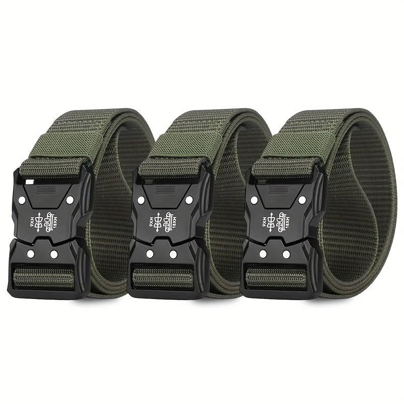 TEMU 3 piezas de cinturón táctico para hombre con hebilla automática, cinturón de nailon para el cuerpo, resistente al y duradero, adecuado para el