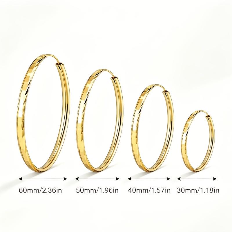 Women's Large Shiny Trendy Golden Earrings, Elegant Additions