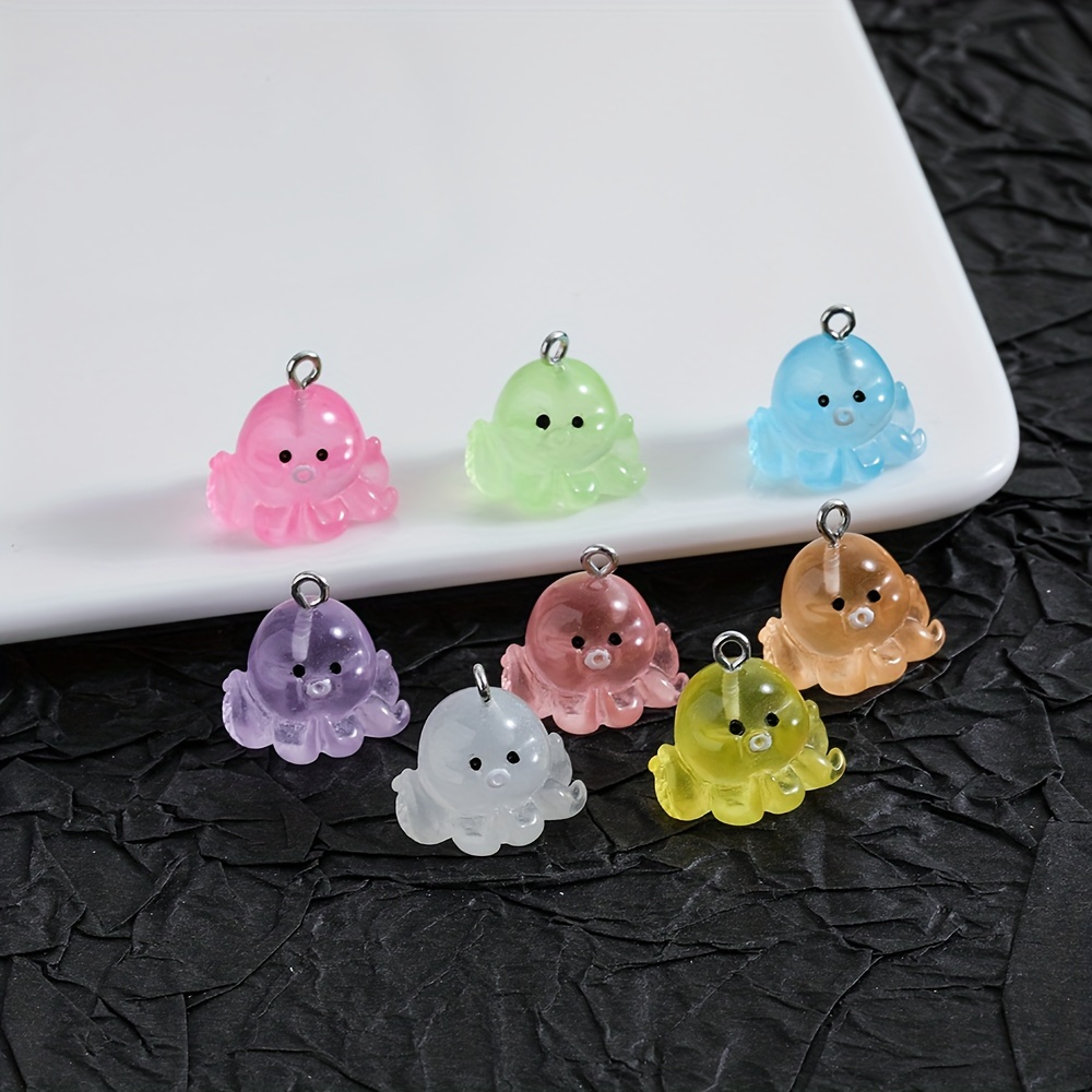 

10pcs Cute Colored Octopus Resin Pendants, Ideal Accessories For Necklace Bracelet Keychain Jewelry Making
