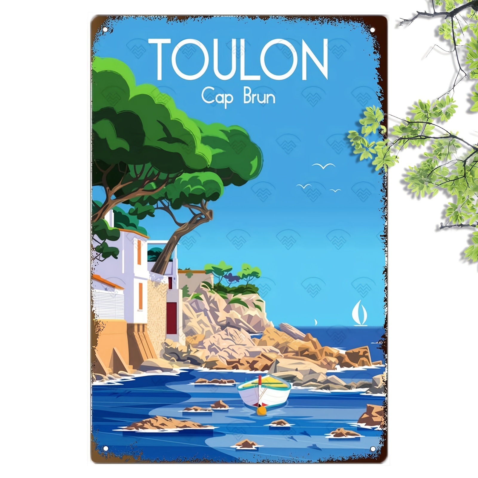 

Affiche Métallique Vintage de Voyage à Toulon - Art en Fer 8x12" pour , , de & Décoration de Jardin, pour la Décoration de Chambre