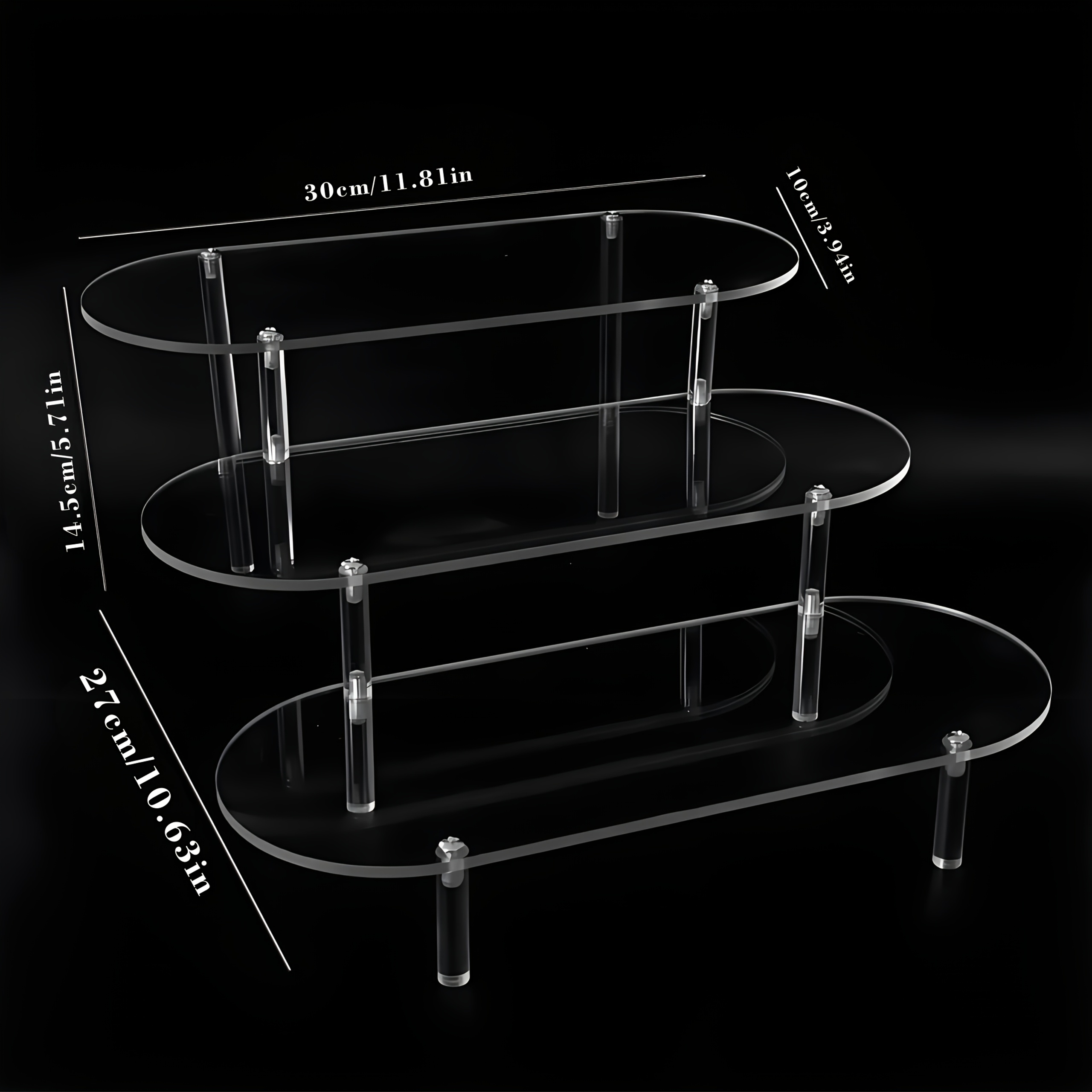 Image of 1 Acrylic Display Shelf, Transparent Ladder Shelf, Elliptical Shape, Suitable For Hand Model, Table For Perfume Bottle Storage
