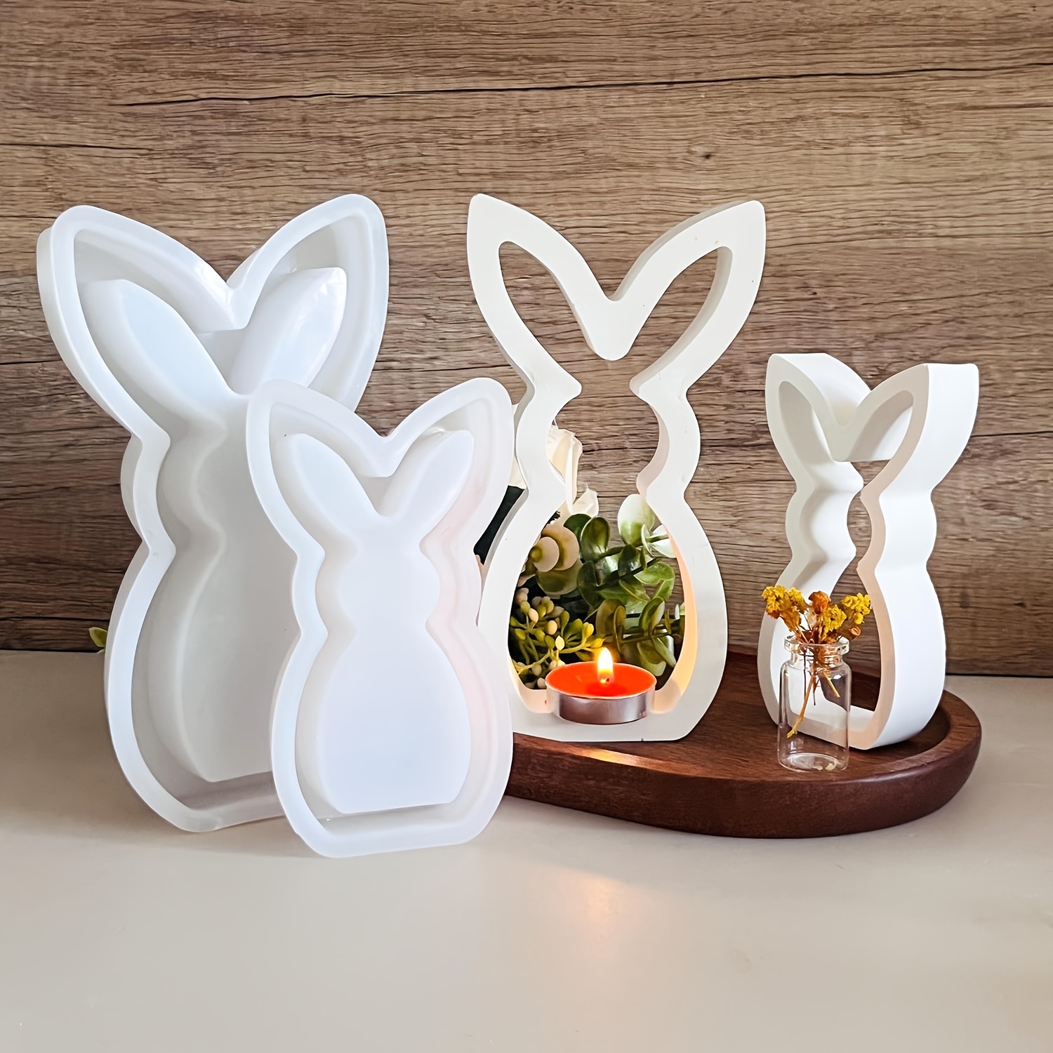 

Easter Bunny Hollow-out Silicone Molds, Diy Handcraft Cement Plaster Decor, Resin Casting Molds For Home Decoration