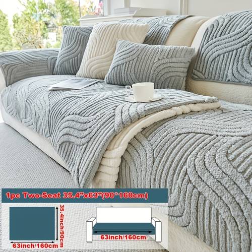 plush non slip sofa cover pet friendly breathable home decor for living room bedroom office machine washable polyester solid color 250 300 gsm