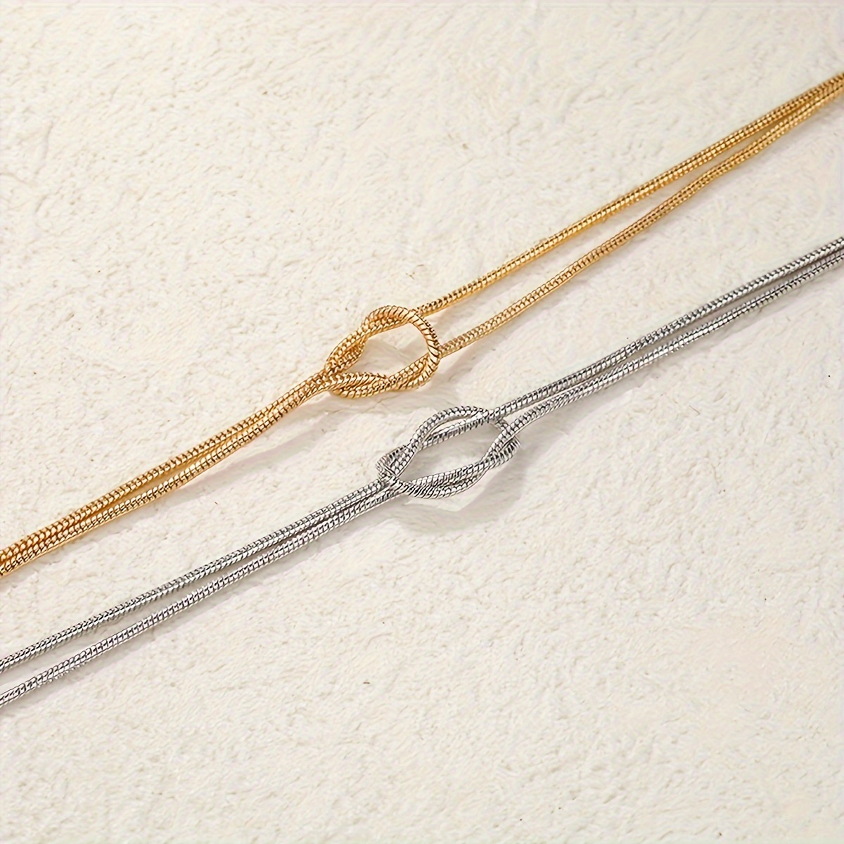 Delicate 2 Piece Knot Snake Bone Chain Couples Bracelets Set
