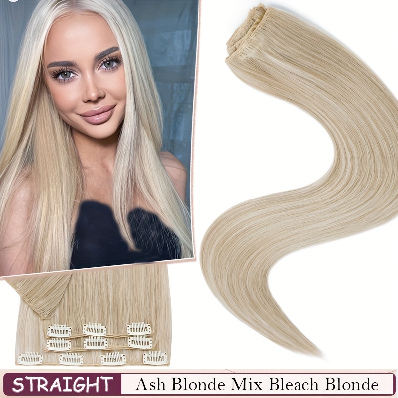 Clip In Hair Extensions, 8pcs Brown Hair Extensions 24in Thick Long Wavy Hair Extensions Invisible Lace Weft Hairpieces For Women - Blonde Balayage Highlights - Use