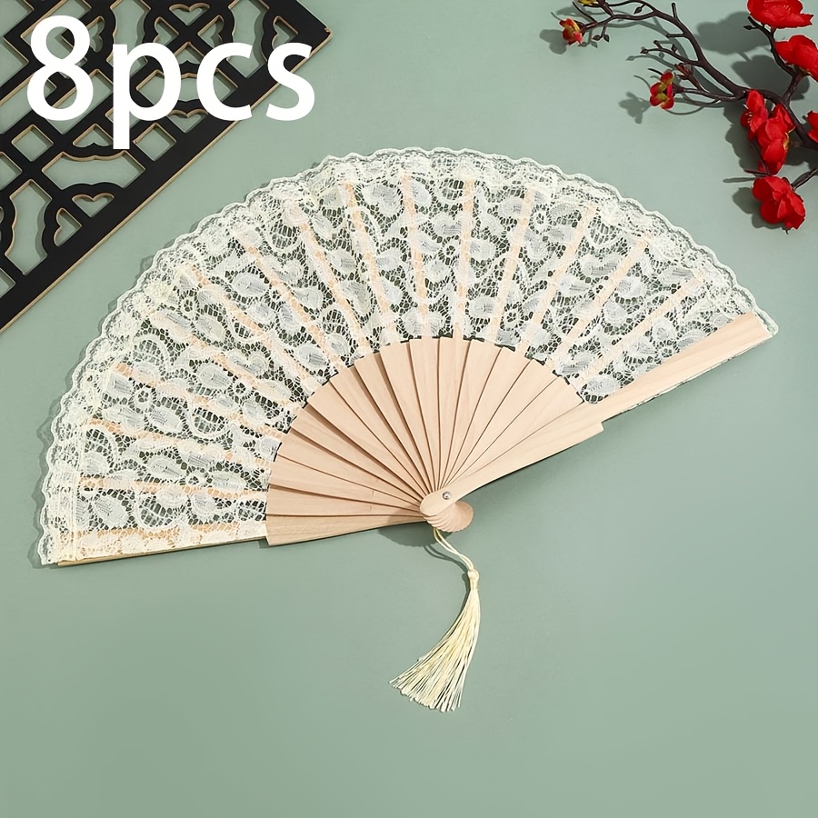 Personalized Handheld Fan with Lace Surface