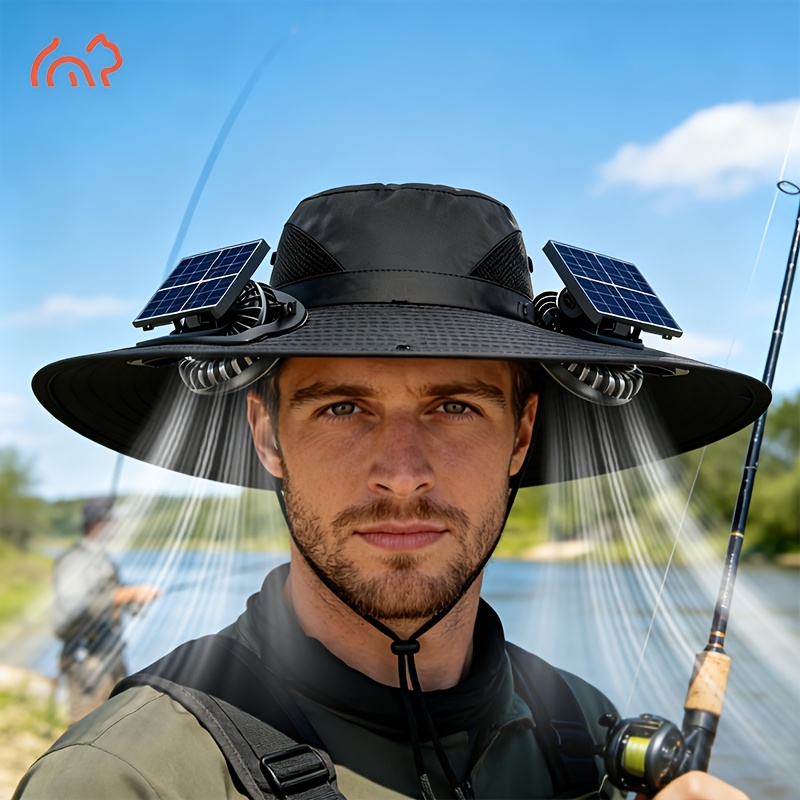item picture Solar Dual Fan Sun Hat, USB Charging, Adjustable Strap, Cool And Breathable, Efficient Battery Life, High Air Volume, Long Battery Life Guarantee, Suitable For Various Outdoor Activities, Single Hat Without Fan/1 Fan
