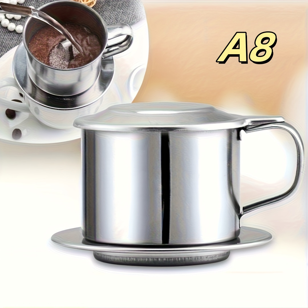 1pc Stainless Steel Coffee Dripper With Leak-proof Filter, Coffee Maker Pour Over Coffee Maker, Includes Lid, Suitable For Home Brewing, Coffee, Kitchen Office, Durable And Design. Multiple Models Are