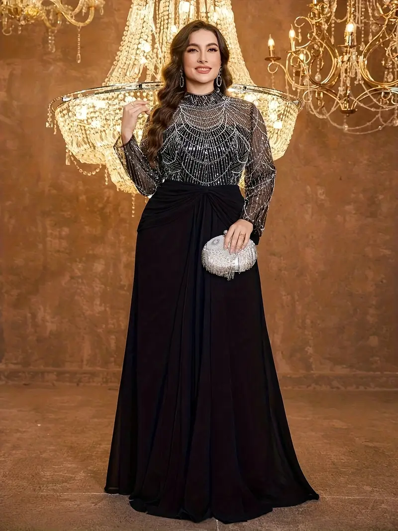 black sequin dresses plus size City Chic Plus Size Sequin Wrap Dress