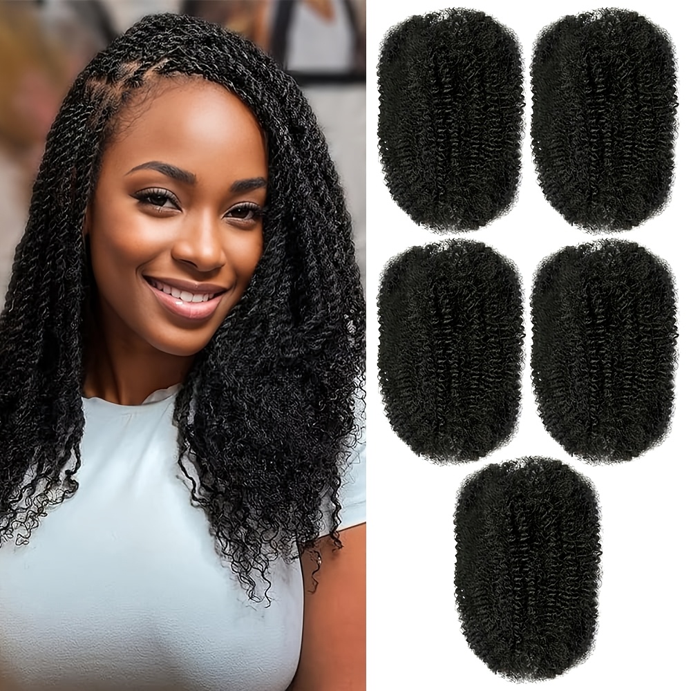 TEMU Cheveux Synthétiques Afro Crépus Bouclés en Vrac 16 Pouces, 30g Noir 1B Afro Crépus en Vrac pour Dreadlocks, Torsades Crochet Loc, Extensions de