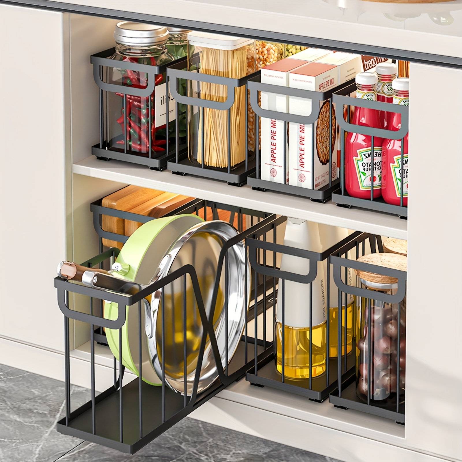 Ausziehbarer Schrank-Organizer, Ausziehbare Korb-Schubladen für Schränke, Ausziehbare Korb-Schubladen für Küchenschränke, Ausziehbare Schrankregale, Unterschrank-Organizer für Küche, Badezimmer