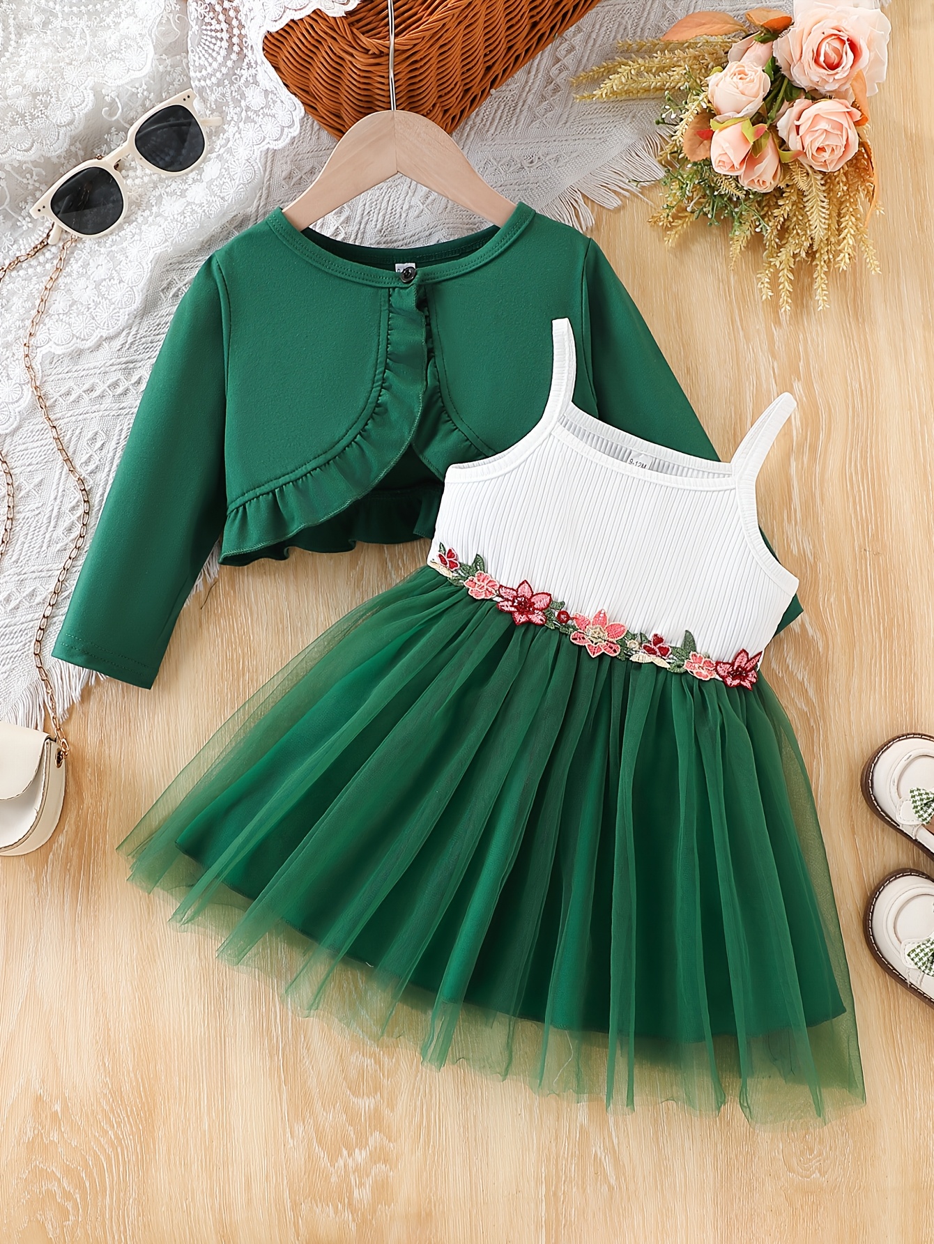 slim fit dress slacks Emerald Green Girls Silk Formal Smocked Dress main image 1