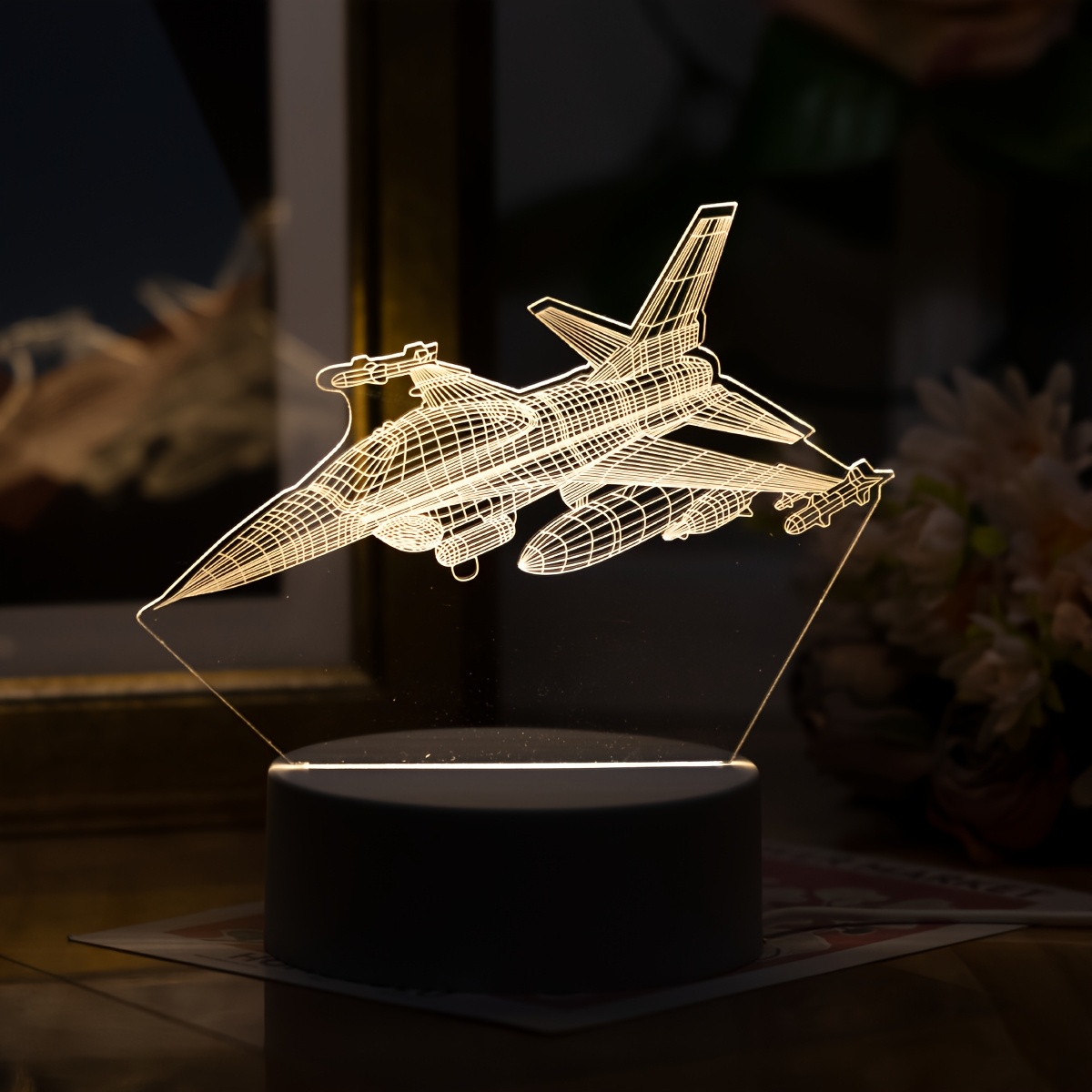 Creative Luminous Fighter Jet Model Table Lamp