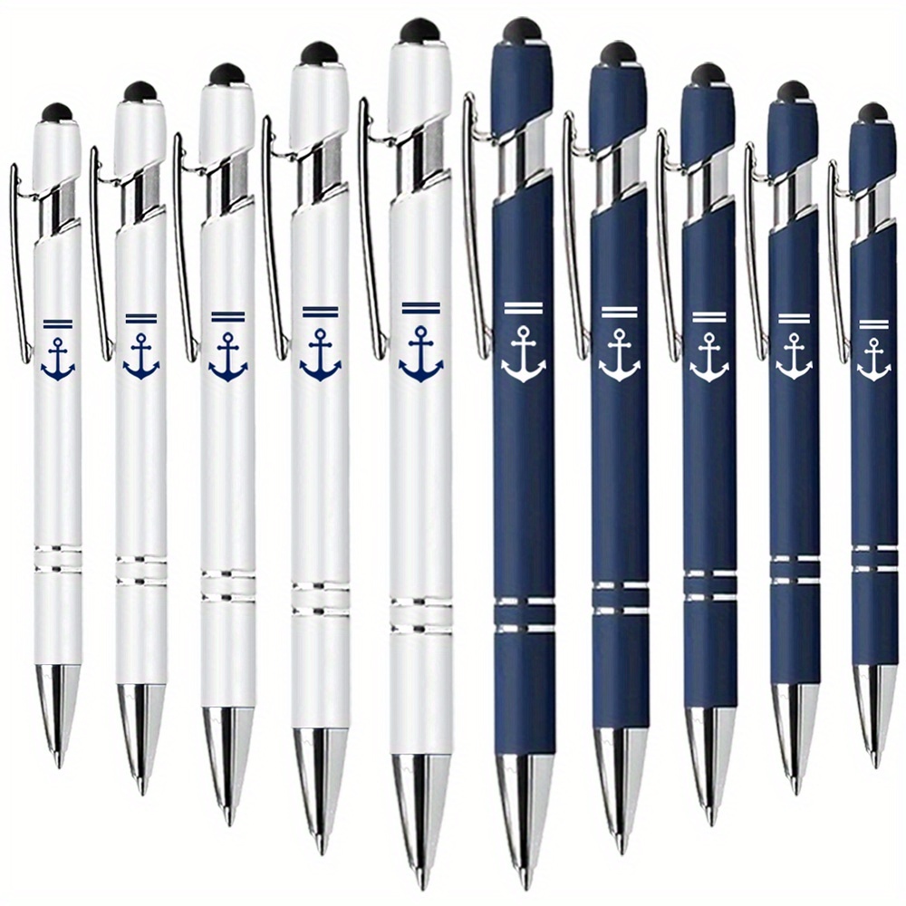 Image of 10-pack Ballpoint Pens With Anchor Design - Navy , Black Ink, Smooth Writing - Elegant & Portable Gift For Family, , Teachers, Employees, Colleagues Easter Gifts.