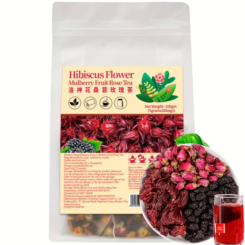 Image of Roselle Mulberry Rose Tea 100g (5gx20p) 1 Cup A Day For A Radiant Complexion, Afternoon Tea, Holiday Gift, Mixed Tea Bags