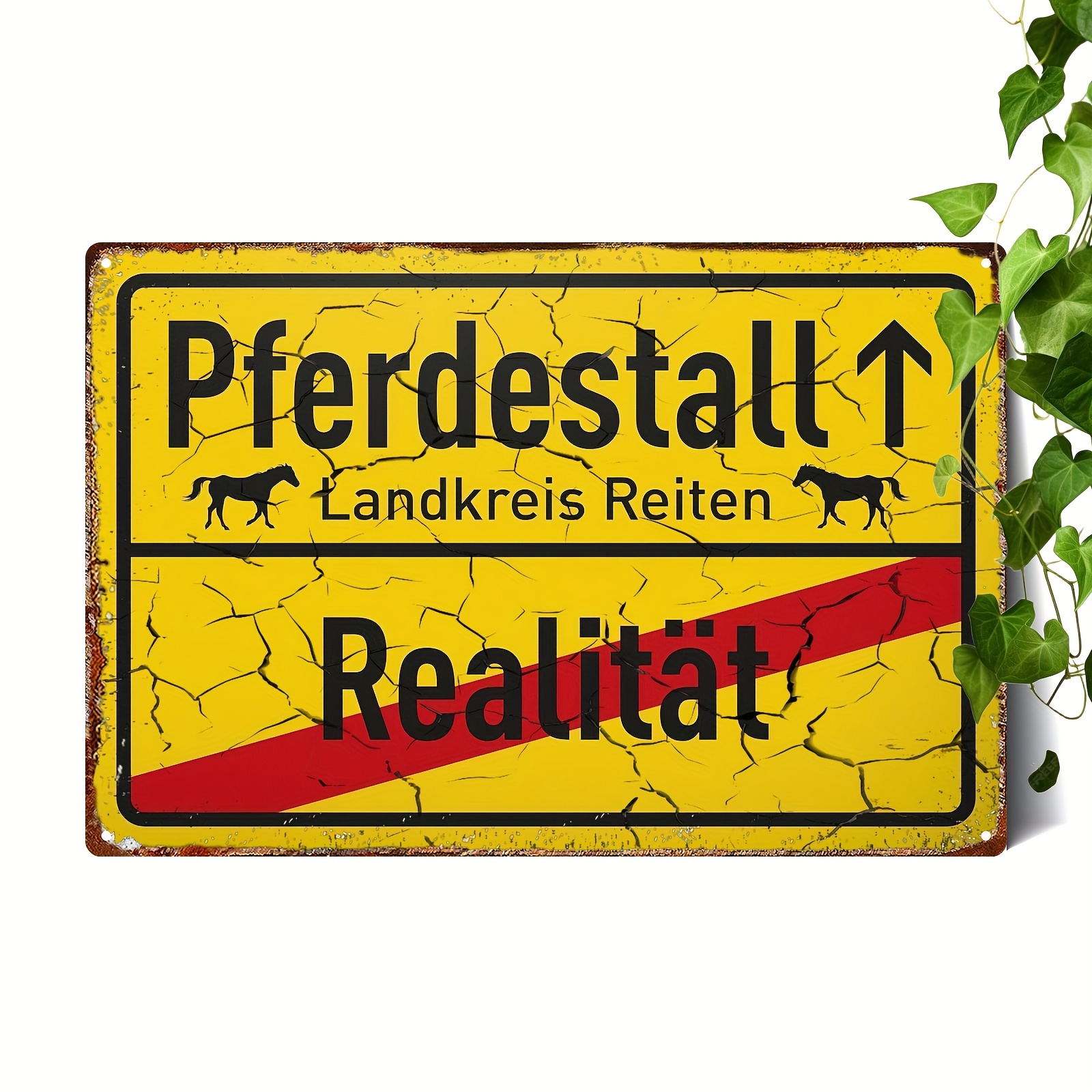 E-shop Vintage Deutschlands Metallschild - Rustikale 20.32X30.48 Cm Retro Wandkunst mit gelbem Hintergrund & roter Linie, für , Weihnachtsgeschenke,