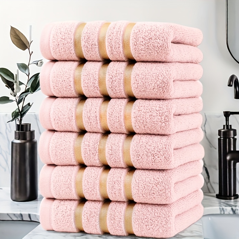 Luxury 6pcs Towel Set, 100% Pure Cotton Hand Towels, 35*75cm, Striped Pattern, Modern Design, No Shedding