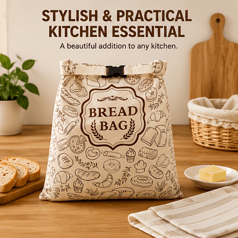 TEMU Reusable Bread Bags Suitable For Homemade & Sourdough Bread Storage - Fabric Closure (latch) Rectangular Container, Portable Freshness