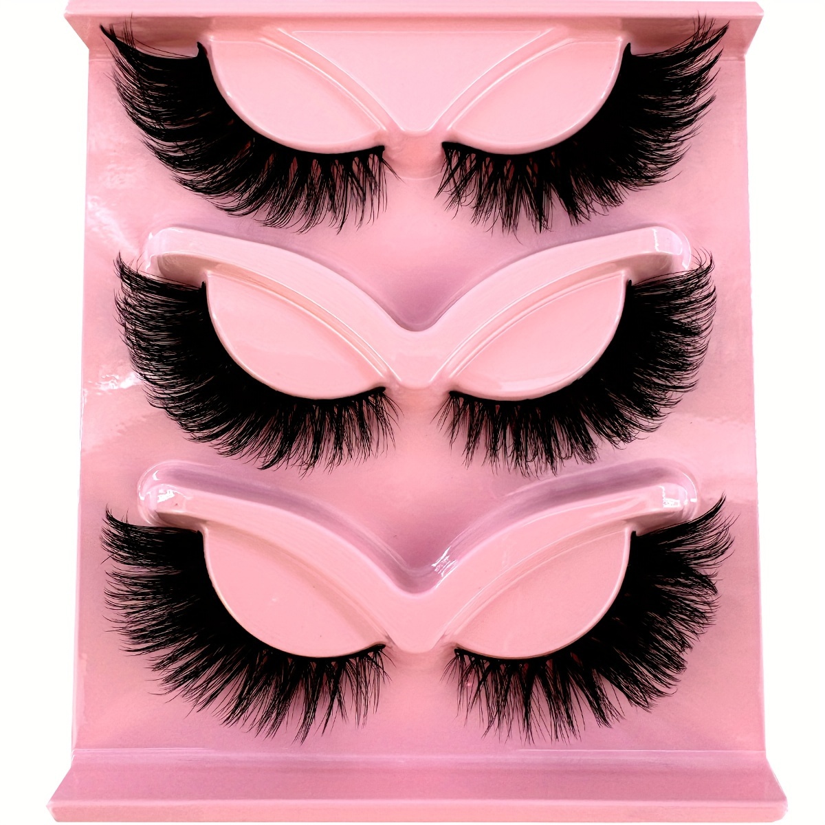 3 Pairs Of Artificial Mink Eyelashes, Eye Lashes, 3d Fluffy And Fox Eyes, Long Winged False Eyelashes, Suitable For Makeup