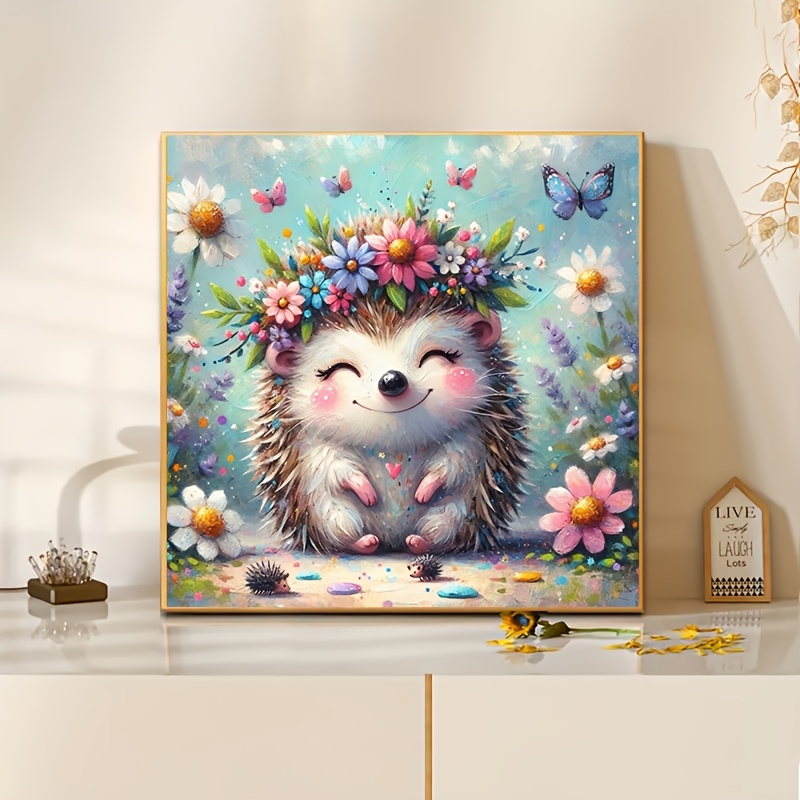 TEMU Kit de peinture diamant 1pc, Design Hérisson 5D Acrylique Mosaïque Diamant Rond Complet Peinture par Nombres, Puzzle Mosaïque Ensemble d'Art