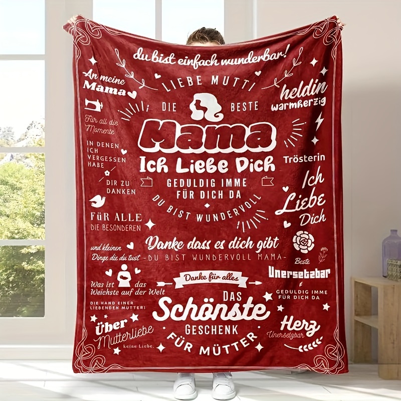 

Festive German Printed Fleece Blanket: A Warm Gift For Mom - Perfect For Mother's Day, Christmas, Or Any Special Occasion