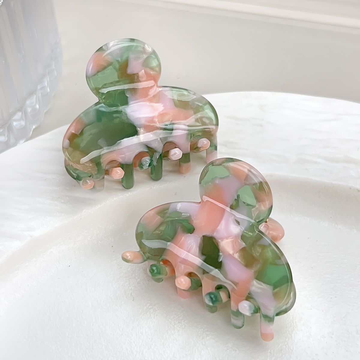 TEMU 2pcs 2pcs French Acetate Fiber Hair Clips, Elegant Ladies Floral Side Hair Clips, High-end Fashionable Hair Clips And Hair Accessories, Suitable