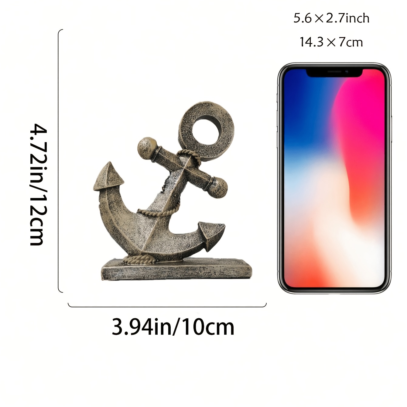 TEMU 1pc Anchor-shaped Resin Nautical Statue - Freestanding Maritime Garden Ornament Suitable For Outdoor Wedding & Coastal Decor, Anchor Sculpture
