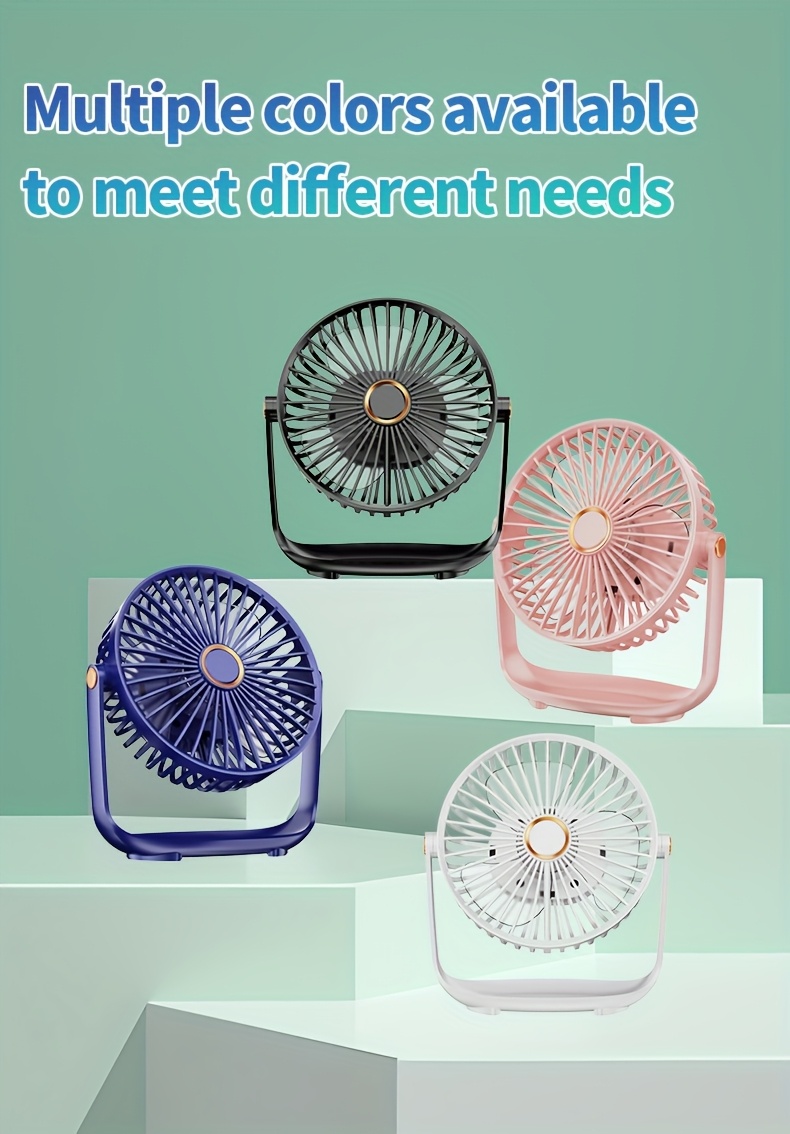 jkuoo 2025   mini portable table fan 5 speed with adjustable night light quiet   motor usb rechargeable 1200mah lithium battery polished plastic finish button control indoor outdoor use for fishing camping travel details 8