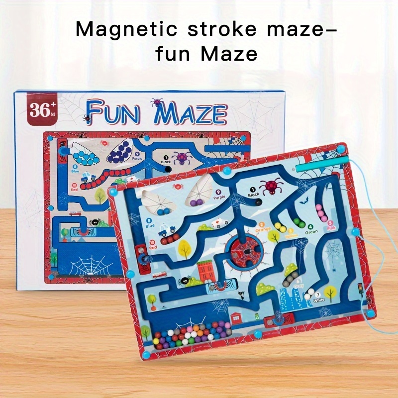 

2 In 1 Magnetic Color Spider Move Maze Magnet Colors Bead Puzzle Board Fine Motor Skills Montessori Educational Preschool Toys For Boys And Girls 3-5 Age Birthday Gift
