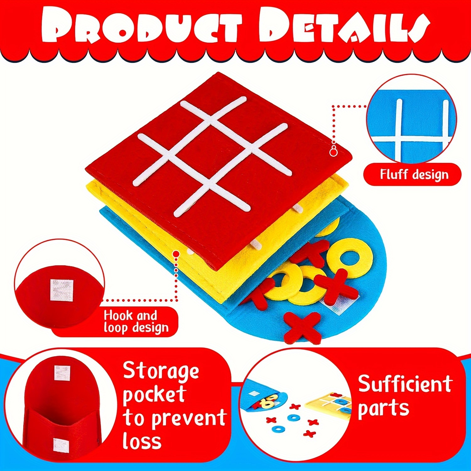 12pcs Mini Tic-Tac-Toe Games, Colorful Felt Material