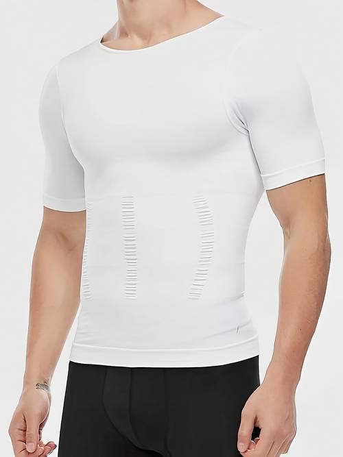 mens compression shapewear tank fit high stretch crew neck solid color breathable quick dry for fitness abdominal muscle tightening