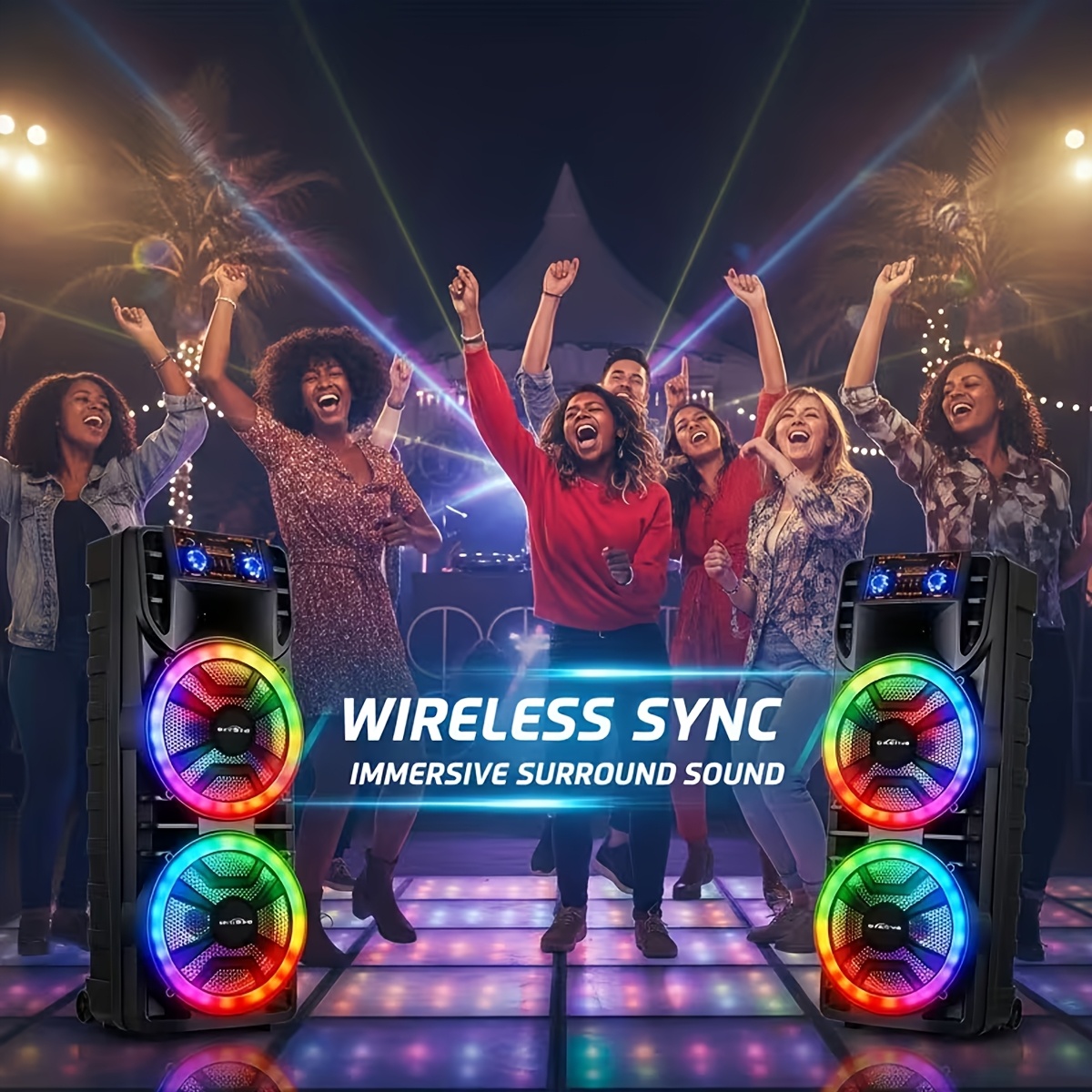 7000W Portable Wireless Speaker with RGB Party Lights
