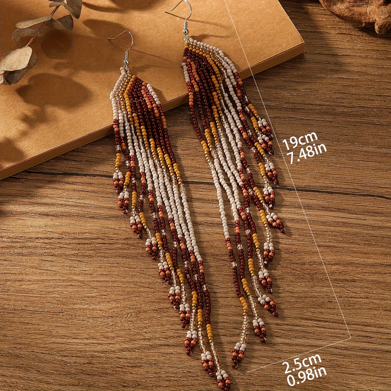 Long Tassel Earrings with Geometric Patterns