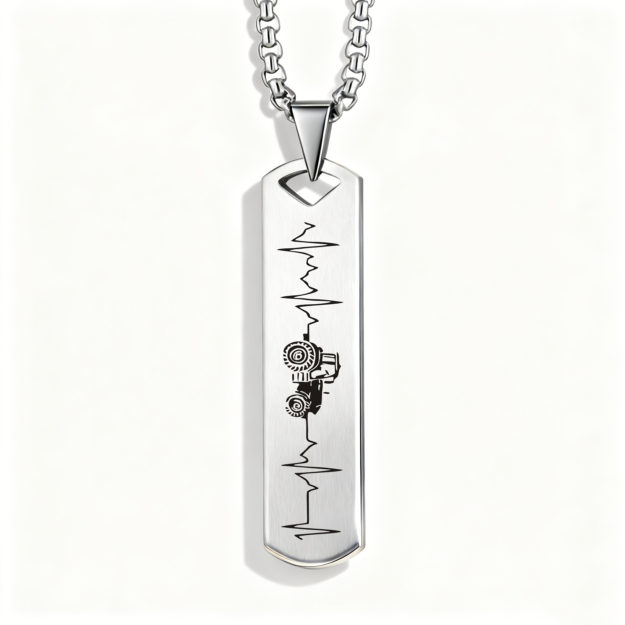 TEMU A Stainless Steel Pendant Necklace Designed With A Tractor Heartbeat, A Unique Gift For Agriculture Enthusiasts, Perfect For Holidays, Everyday