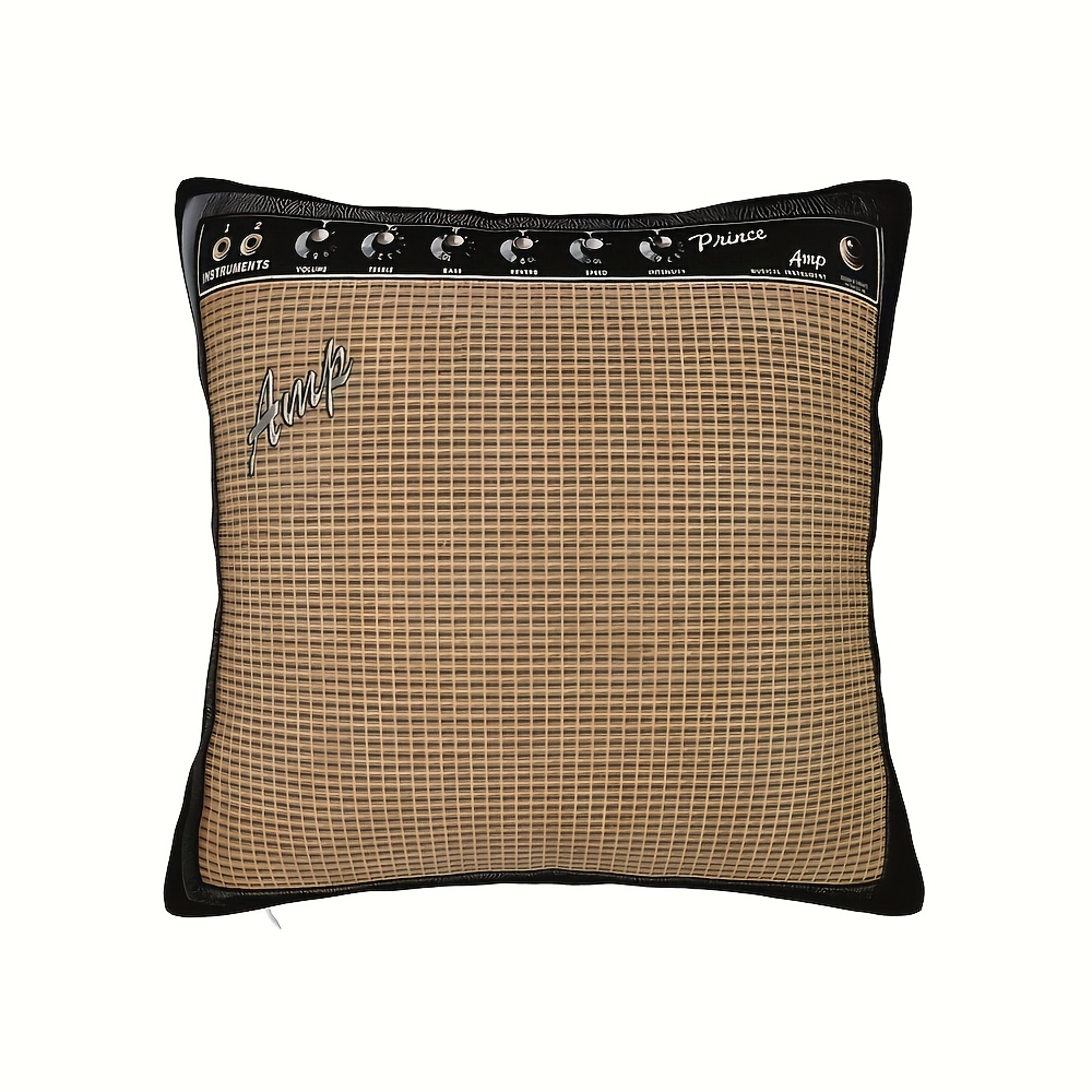 TEMU Home Relaxation, Retro Guitar Amplifier Throw Pillowcase - Retro Style, Decorative Zipper Pillowcase, Comfortable Polyester, Suitable For Music